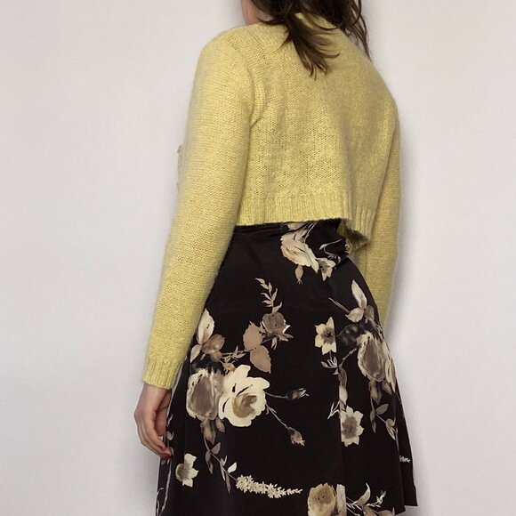 Vintage 1990s Butter Yellow Fuzzy MOHAIR Shrug, Cropped Cardigan Small to Medium - Picture 2 of 10